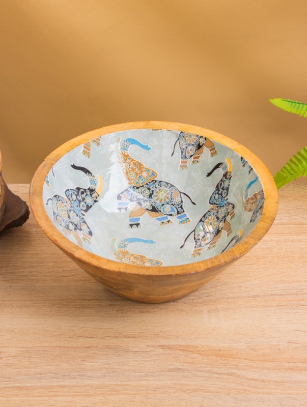 Салатник "Мудрый слон" дерево манго 25х25х10 см