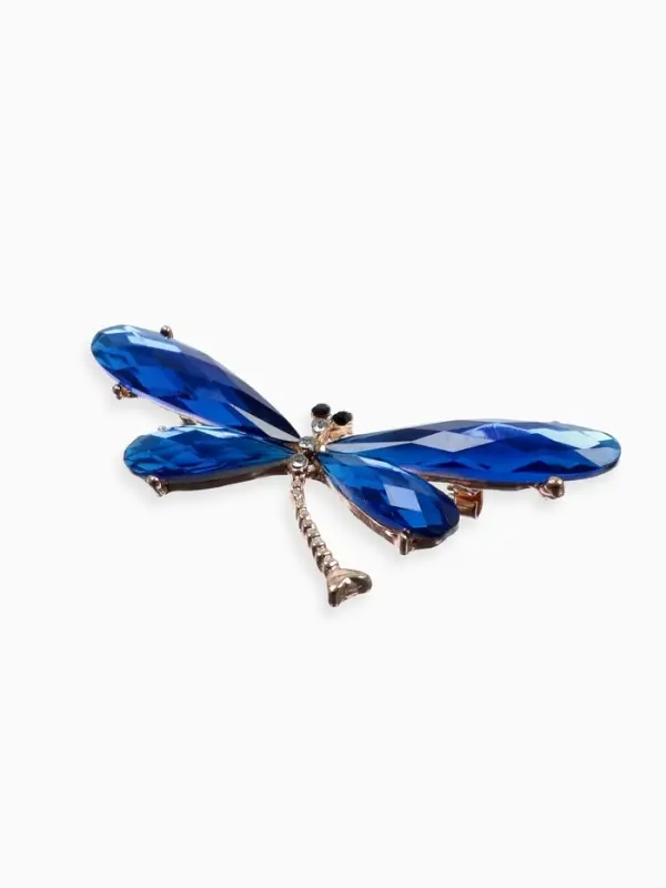 Брошь &laquo;Стрекоза&raquo;, граненые крылья, синяя в золоте