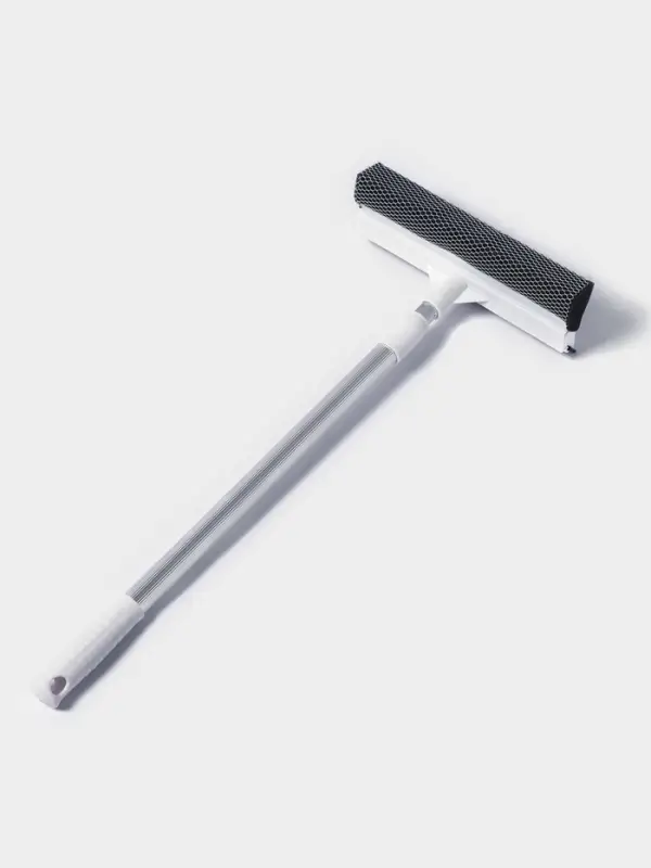 Щётка для окон, телескопическая ручка 47(80.5) см, поролон, две насадки из микрофибры с держателем 11.5&times;6.5 см