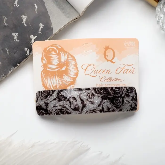 Заколка - автомат для волос QF &laquo;Серебряная ночь&raquo;, 8 см, чёрно-серебристая