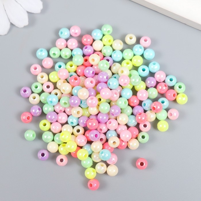 Бусины для творчества пластик Бусины для творчества пластик "Перламутр пастельных тонов" набор 20 гр d=0,6 см