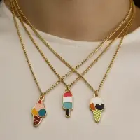 Кулоны парные на цепочке &laquo;Виды мороженого&raquo;, 45 см, цветные в золоте