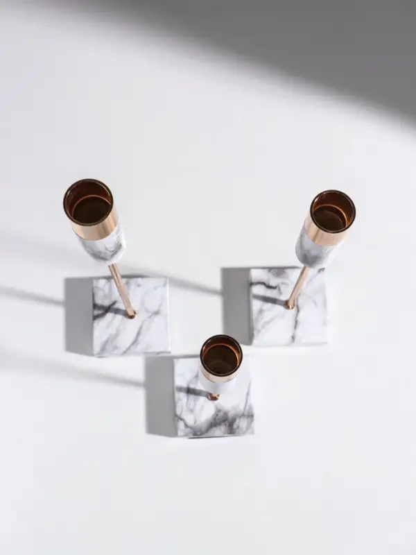 Подсвечник металл  Подсвечник металл "Бьянка" d=2 см набор 3 шт под мрамор 6х6х19,5 6х6х25 6х6х29 см