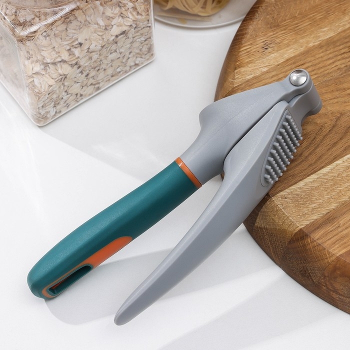 Пресс для чеснока Magistro Coral, 20,2×4,2×6,5 см, цвет зелёный, серый Пресс для чеснока Magistro Coral, 20,2×4,2×6,5 см, цвет зелёный, серый