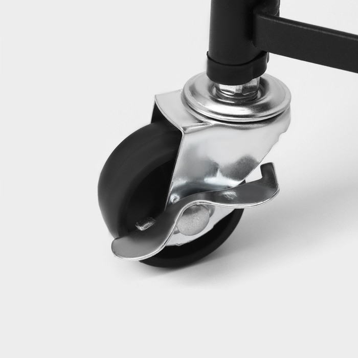 Этажерка напольная 3-х ярусная, 45,5×29,5×77,5 см, на колёсиках, цвет чёрный Этажерка напольная 3-х ярусная, 45,5×29,5×77,5 см, на колёсиках, цвет чёрный