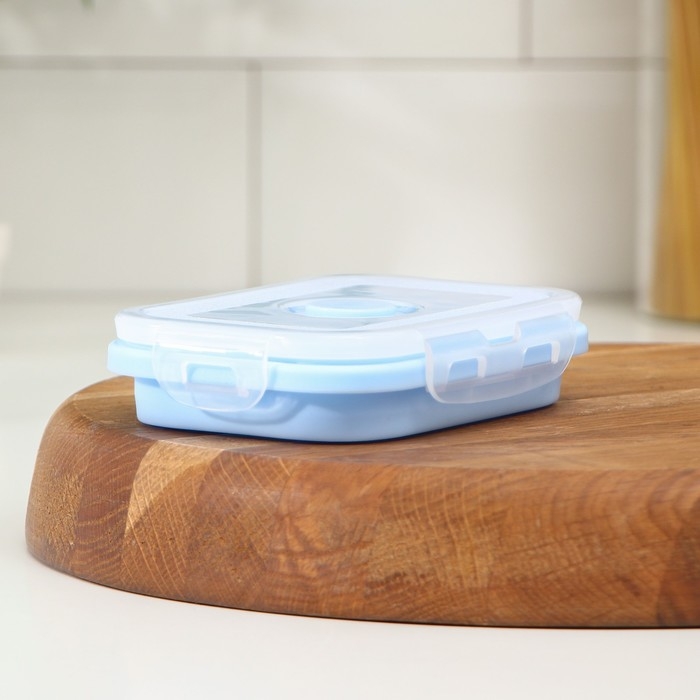 Контейнер складной с крышкой Доляна «Коста», 400 мл, 13х9,5х6 см, голубой Контейнер складной с крышкой Доляна «Коста», 400 мл, 13х9,5х6 см, голубой