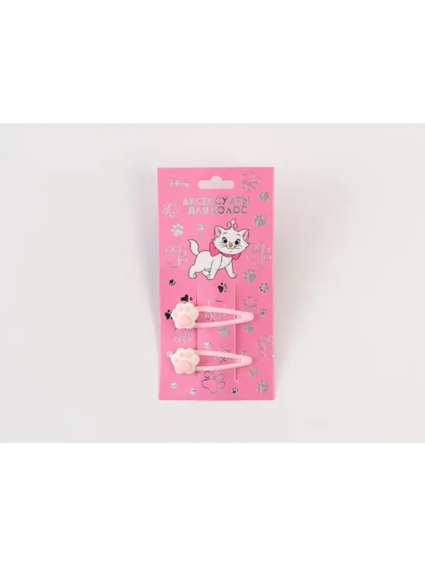 Заколка для волос «Лапки» розовые 2 шт, Коты аристократы Заколка для волос «Лапки» розовые 2 шт, Коты аристократы