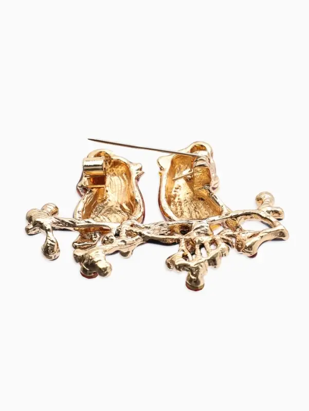 Брошь &laquo;Пара снегирей&raquo;, разноцветная в золоте