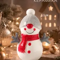 Фигурка керамическая &laquo;Снеговик с красным носом&raquo;, 9.5 см