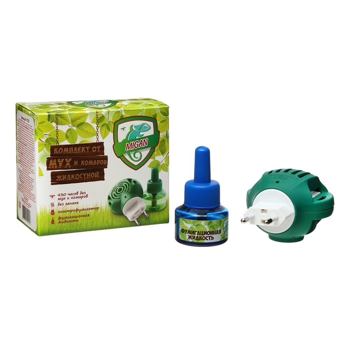 Комплект "Migan", от мух и комаров, фумигатор и флакон, 30 мл