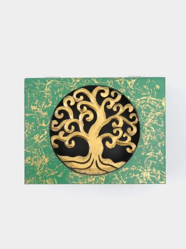 Шкатулка &laquo;Древо&raquo;, 24&times;18&times;9 см, МДФ, зелёная