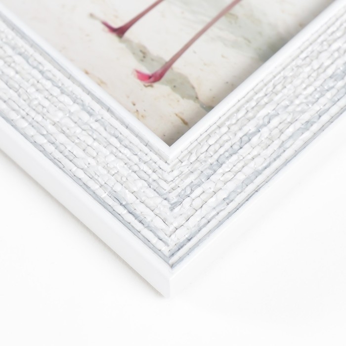 Фоторамка пластик 10х15 см "Плетение" серая с белой обводкой 18,5х13,5 см