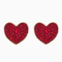 Серьги со стразами &laquo;Сердце&raquo; sweet love, цвет красный в золоте