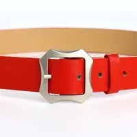 Ремень женский с винтом, 110&times;2.5 см, матовая классическая пряжка металл, красный