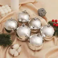 Ёлочные игрушки &laquo;Винтажный глянец&raquo;, шары новогодние, набор 6 шт., d=8 см, серебристый