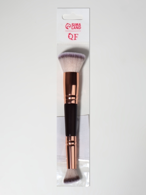 Кисть для макияжа 2в1, 14 см, чёрный/бежевый Кисть для макияжа 2в1, 14 см, чёрный/бежевый