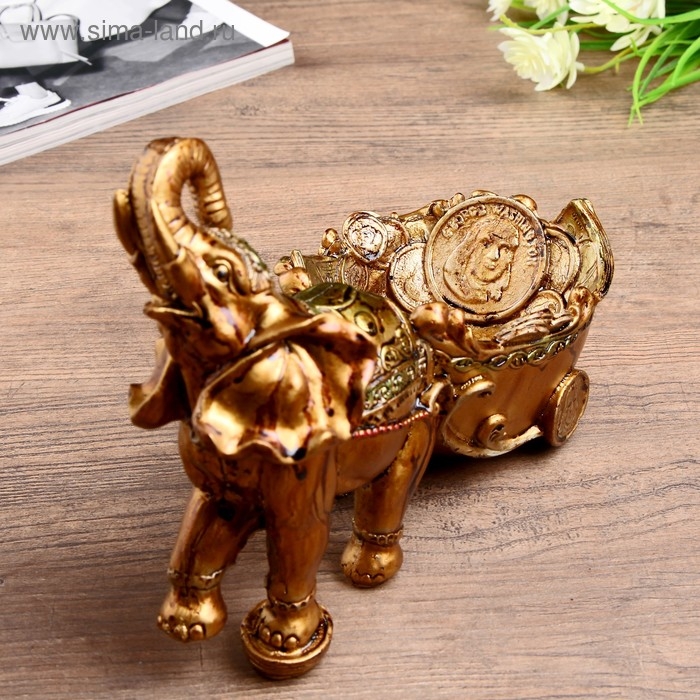 Сувенир полистоун подставка под бутылку Сувенир полистоун подставка под бутылку "Слон с колесницей" 17,5х22,5х10,5 см