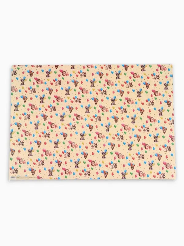 Бумага упаковочная &laquo;Зверята с шарами&raquo;, глянец, 100&times;70 см