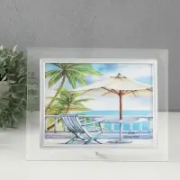 Фоторамка стекло 15х20 см "Серебряный кант" горизонталь, выгнутая 25,5х21 см