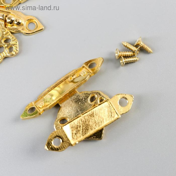 Замок металл для шкатулки  Замок металл для шкатулки "Узорный" золото набор 2 шт 2,3х3,3 см