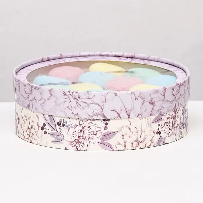 Коробка подарочная с окном &laquo;Цветы&raquo;, 20&times;6 см, бежево-фиолетовая