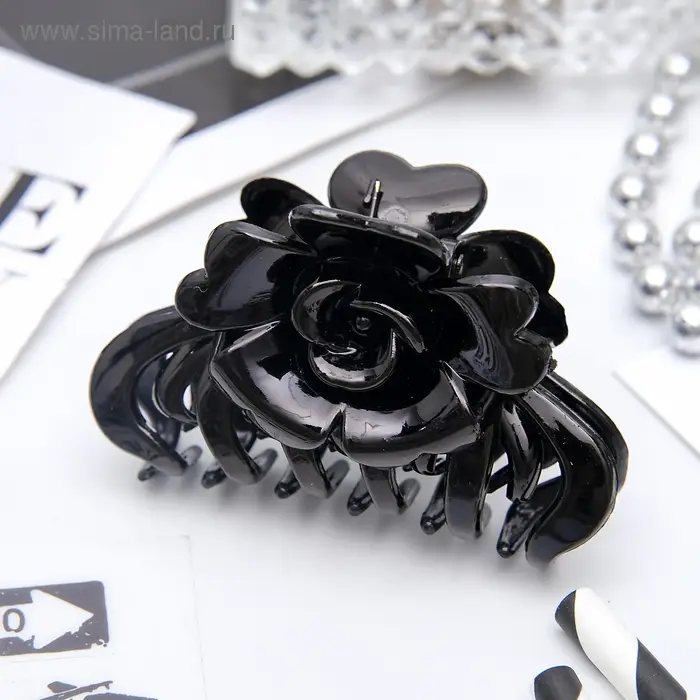 Крабик для волос «Ночка», роза, 6.8 см, матовый и глянец, МИКС Крабик для волос «Ночка», роза, 6.8 см, матовый и глянец, МИКС