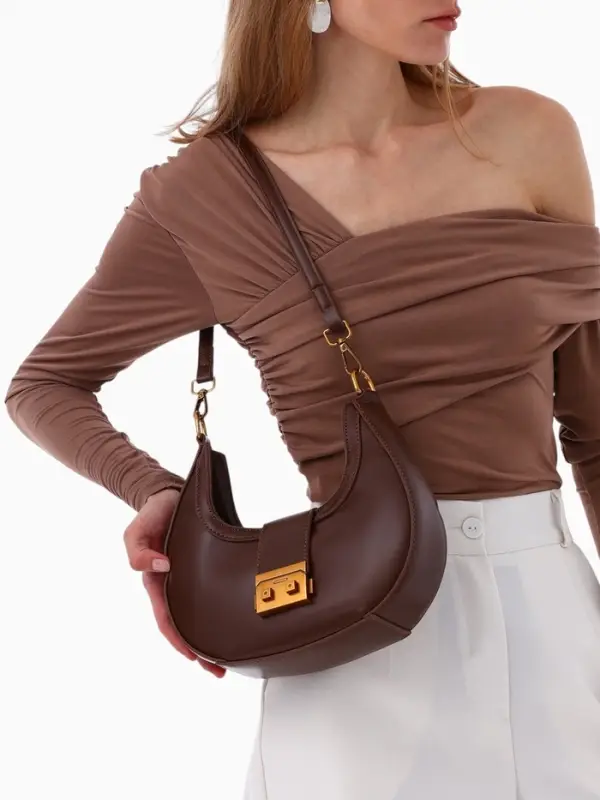 Сумка женская багет TEXTURA на молнии, 24&times;6.5&times;13 см, коричневая