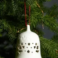 Ёлочный шар с подсветкой &laquo;Колокольчик&raquo;, 10.5&times;8.3&times;8.3 см, 1 LED, керамика, от батареек LR44&times;3, керамика, свечение тёплое белое