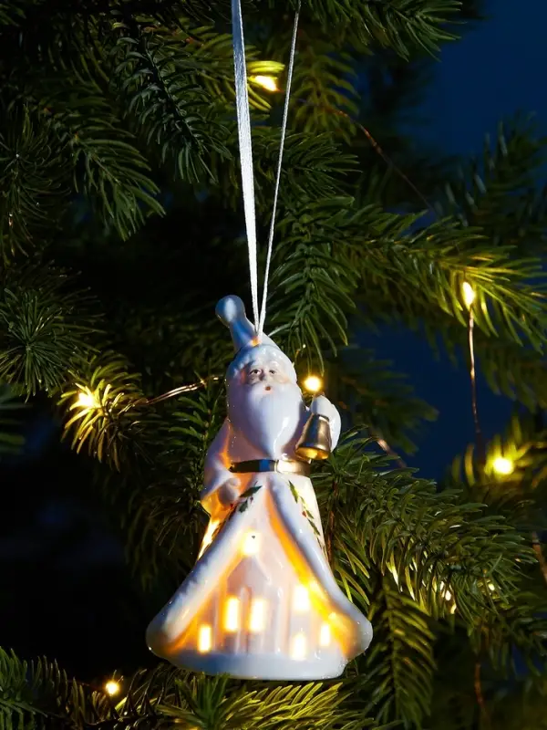 Светодиодная подвеска &laquo;Дед Мороз в белом&raquo;, 10.8&times;6.4&times;5 см, 1 LED, от батареек LR44&times;3, свечение тёплое белое