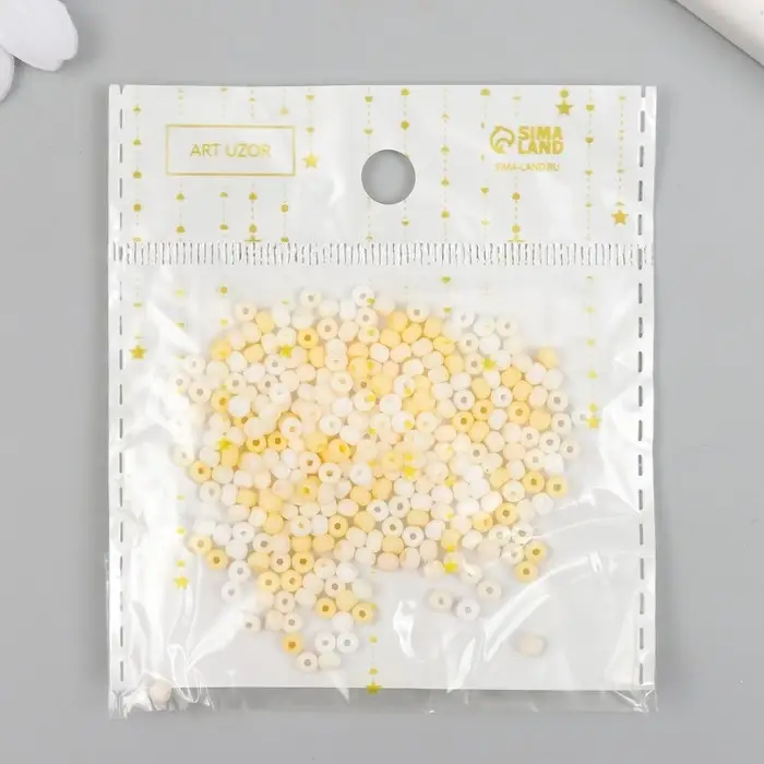 Бисер стекло 8/0  Бисер стекло 8/0 "Маршмеллоу. Матовый. Меланж. Жёлтый" 10 гр