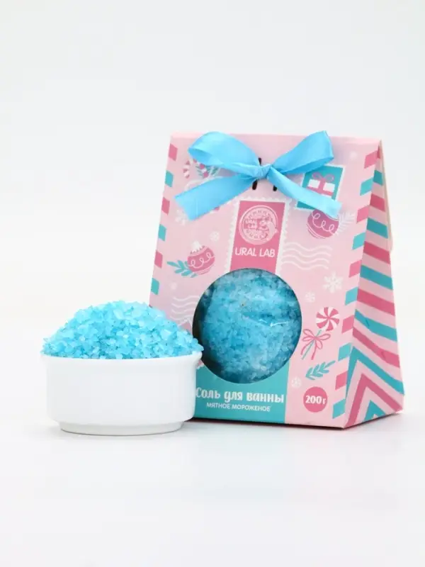 Соль для ванны, 200 г, аромат мятное мороженое, URAL LAB Соль для ванны, 200 г, аромат мятное мороженое, URAL LAB