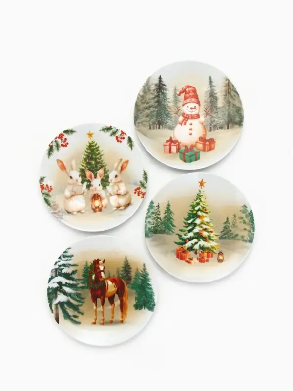 Посуда новогодняя &laquo;Новый Год&raquo;, набор 4 предмета: тарелка