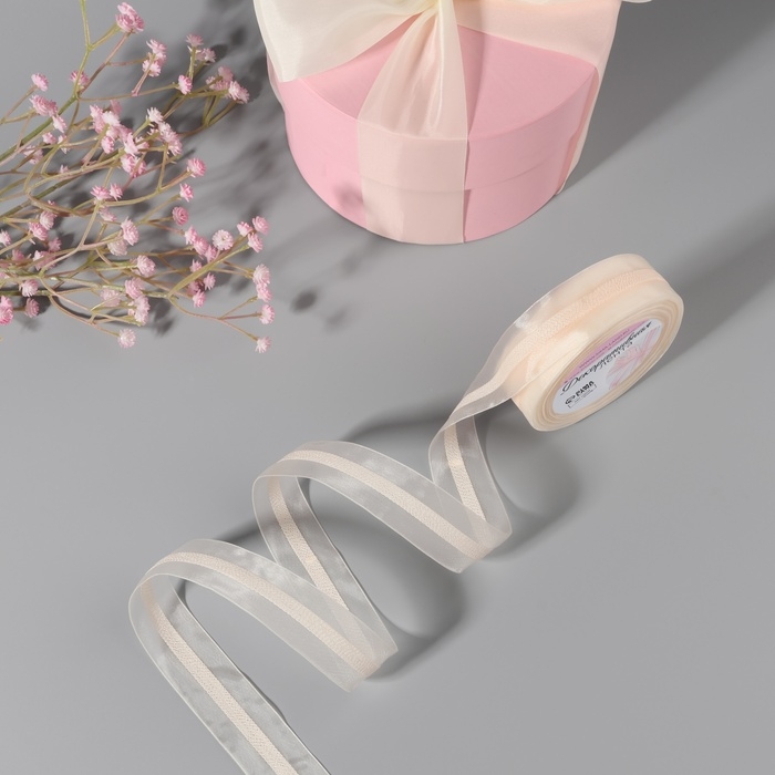 Лента декоративная, капроновая, 25 мм, 9 ± 0,5 м, цвет слоновая кость №008 Лента декоративная, капроновая, 25 мм, 9 ± 0,5 м, цвет слоновая кость №008