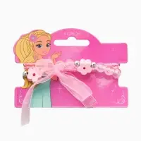 Набор детских браслетов 3 шт. &laquo;Выбражулька&raquo; с бантом, цветок, d=6 см бело-розовый