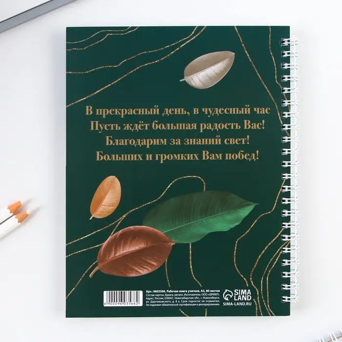 Журнал успеваемости на год, А5, 80 л., мягкая обложка &laquo;Золотому учителю&raquo;