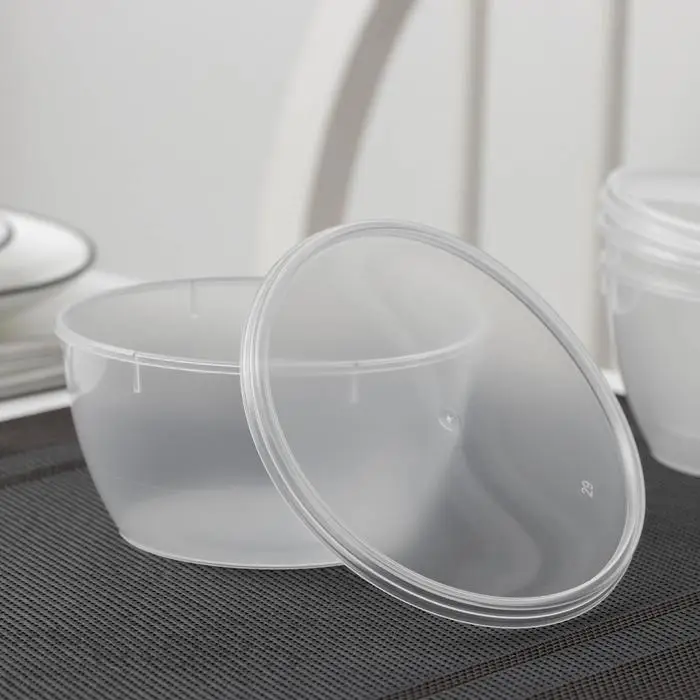 Контейнер одноразовый с крышкой «Супница», 360 мл, пластик, d=11.2 см, прозрачный Контейнер одноразовый с крышкой «Супница», 360 мл, пластик, d=11.2 см, прозрачный