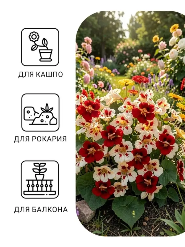 Семена цветов Настурция низкорослая &laquo;Клубника со сливками&raquo;, 1 г, &laquo;ПОИСК&raquo;