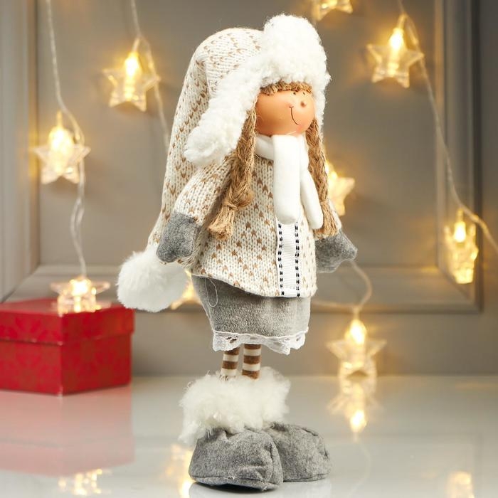Кукла интерьерная Кукла интерьерная "Девочка в зимнем наряде и в шапке-ушанке" 52х10х15 см