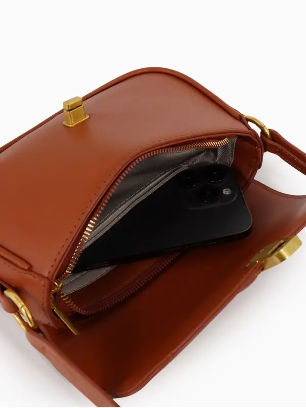 Сумка женская багет TEXTURA на молнии, 21&times;6&times;11 см, коричневая