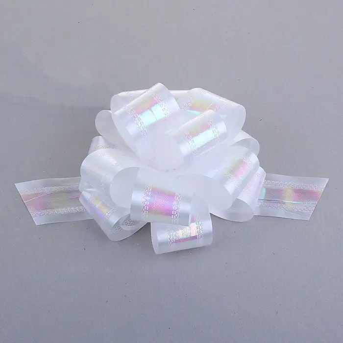Подарочный бант - шар №5 перламутровый, белый, для упаковки подарков