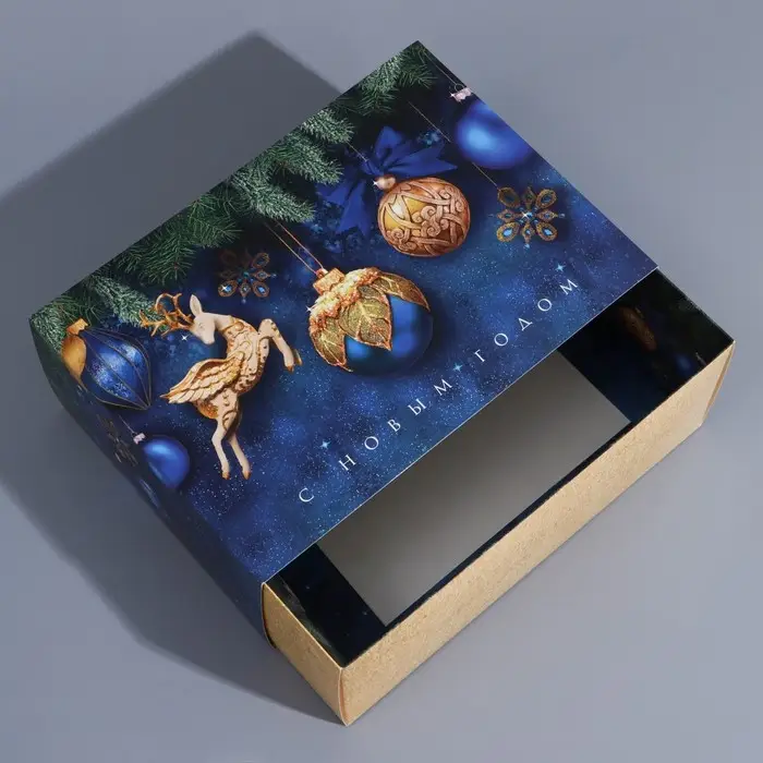 Коробка новогодняя складная «Новогодние шары», 25 х 18 х 10 см, Новый год Коробка новогодняя складная «Новогодние шары», 25 х 18 х 10 см, Новый год