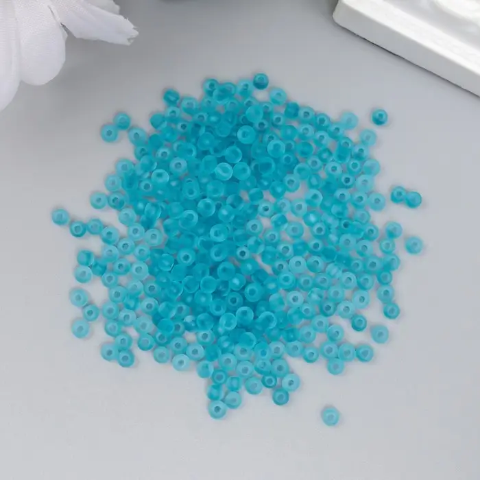 Бисер стекло 8/0  Бисер стекло 8/0 "Матовый полупрозрачный. Серо-синий" 10 гр