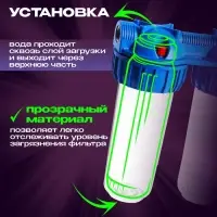 Корпус для фильтра ZEIN, 10SL, 1/2", двойной, для холодной воды, ключ, крепление, прозрачный