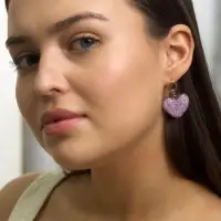 Серьги &laquo;Сердце сахарное&raquo;, фиолетовые в золоте