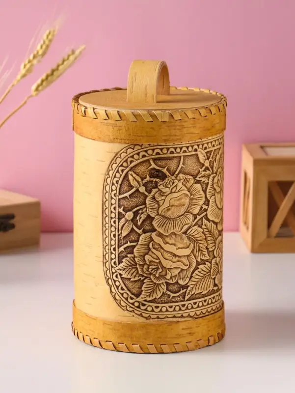 Туес &laquo;Розы&raquo;, 12х17см береста