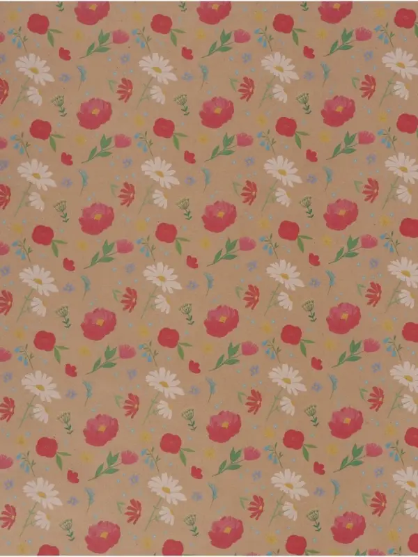 Бумага упаковочная крафт &laquo;Розовые цветочки&raquo;, 70&times;100 см