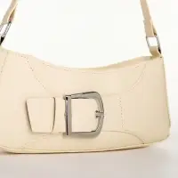 Сумка женская багет на молнии, 26&times;5&times;10.5 см, молочная