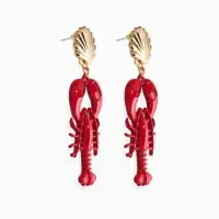 Серьги "Раки", цвет красный в золоте