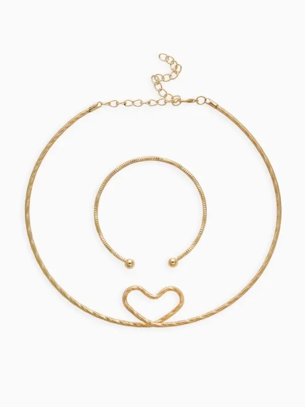 Набор 2 предмета: чокер, браслет &laquo;Обруч&raquo;, сердце, цвет золото