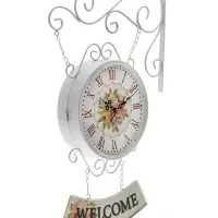 Часы настенные двусторонние, на подвесе WELCOME, d=23 см, 47&times;31 см, 2хАА, белые